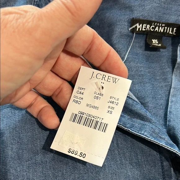 NWT - J. CREW MERCHANTILE 100% Cotton Chambray Denim Pocketed Shirt Dress - Picture 3 of 10